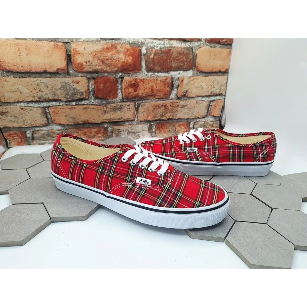 Vans Authentic British Plaid Red White Men 10.5 Tartan Canvas Skate Sneaker Rare